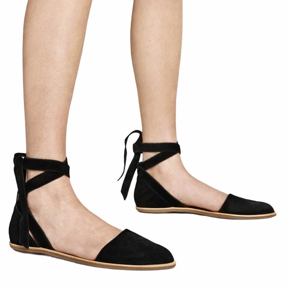 Loeffler Randall Shoes - Loeffler Randall ❁ Dina D’Orsay Ankle Wrap Flat Sandals ❁ Black Suede ❁ Size 9.5